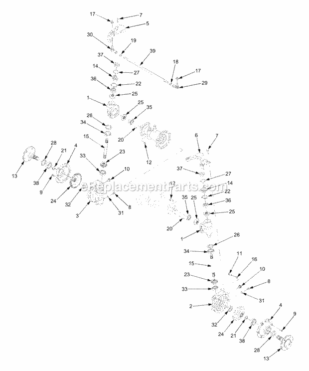 Axle Assembly 4wd (Part 1) Diagram and Parts List for 7284 54AD74H-710, 54AT74H-710 Cub Cadet Lawn Tractor